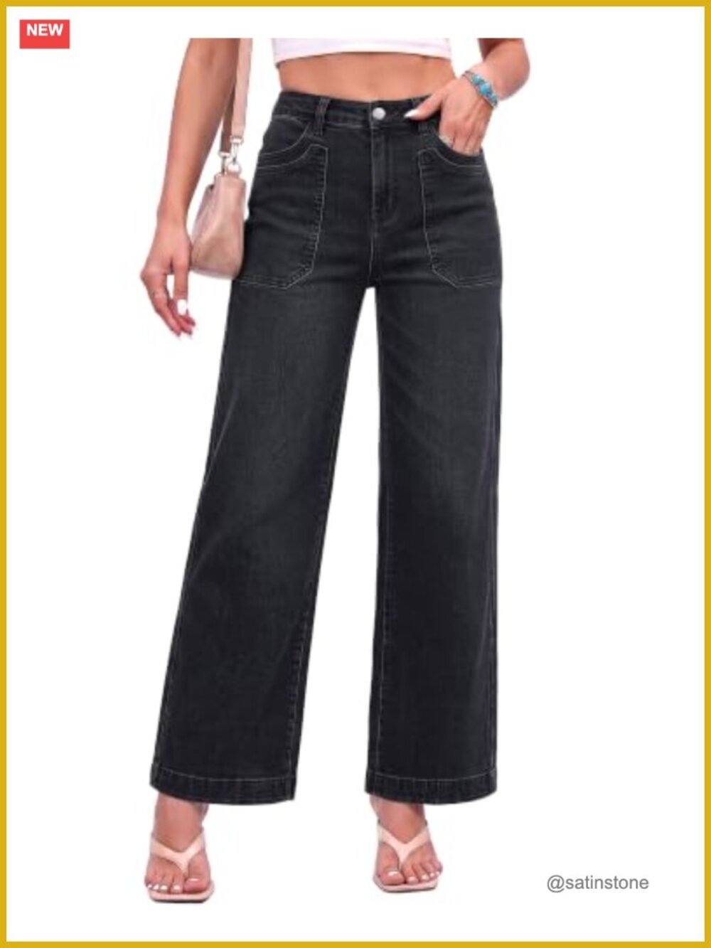 Women's High Waisted Wide Leg Jeans Stretch Denim Pants